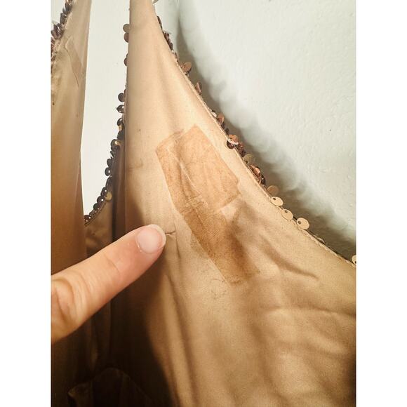 SALONI Aidan Bronze Copper Sequin Mesh Sleeveless V-Neck Sheath Dress Size US 6 - Picture 15 of 16